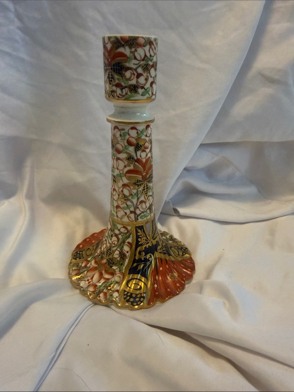 Decorative Floral Kutani-Style Porcelain Candle Holder - Multicolor